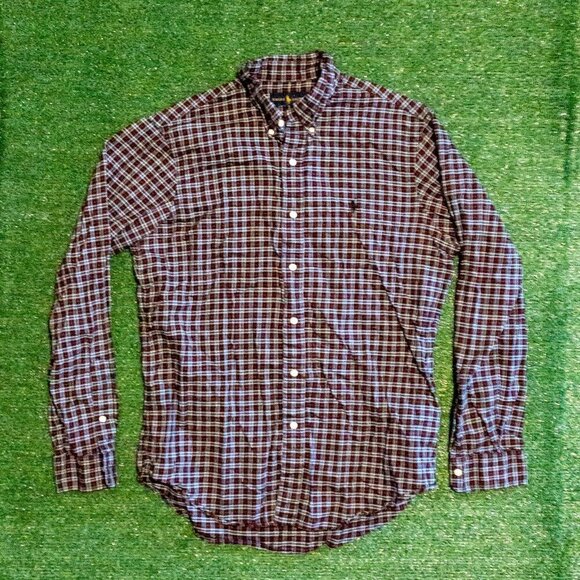 POLO RALPH LAUREN MENS BUTTON DOWN SHIRT CASUAL PLAID BLUE RED LONG SLEEVE SZ M - Picture 6 of 6